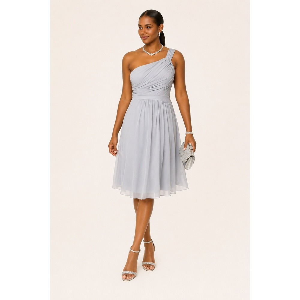 Women's One-Shoulder A-Line Dress Silver Size Small New With Tags